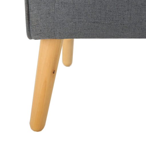 Mid-Century Modern Arm Chair in Charcoal Fabric with Tufted Back and Wooden Legs Default -DTYStore