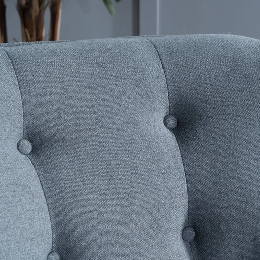 Mid-Century Modern Arm Chair in Charcoal Fabric with Tufted Back and Wooden Legs Default -DTYStore