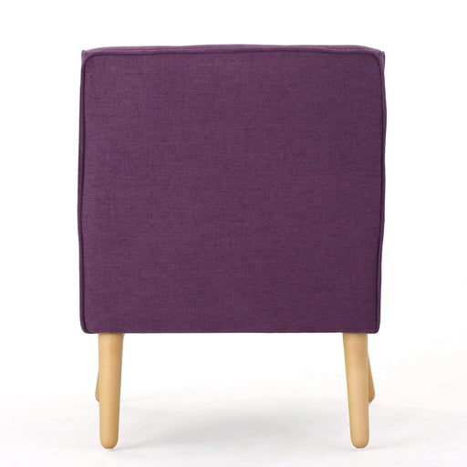 Mid-Century Modern Arm Chair with Tufted Back in Purple Fabric and Birch Wood Legs Default -DTYStore