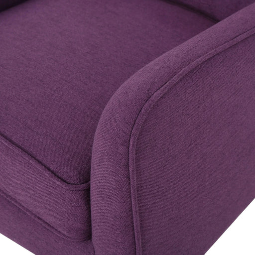 Mid-Century Modern Arm Chair with Tufted Back in Purple Fabric and Birch Wood Legs Default -DTYStore