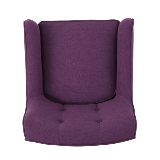 Mid-Century Modern Arm Chair with Tufted Back in Purple Fabric and Birch Wood Legs Default -DTYStore