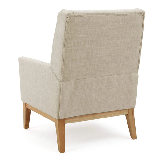 Mid-Century Modern KD Accent Chair with Padded Cushion Seat in Beige Fabric Default -DTYStore