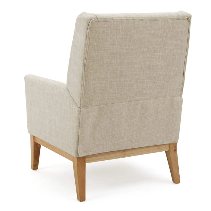 Mid-Century Modern KD Accent Chair with Padded Cushion Seat in Beige Fabric Default -DTYStore