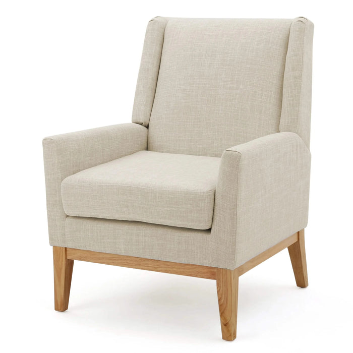 Mid-Century Modern KD Accent Chair with Padded Cushion Seat in Beige Fabric Default -DTYStore
