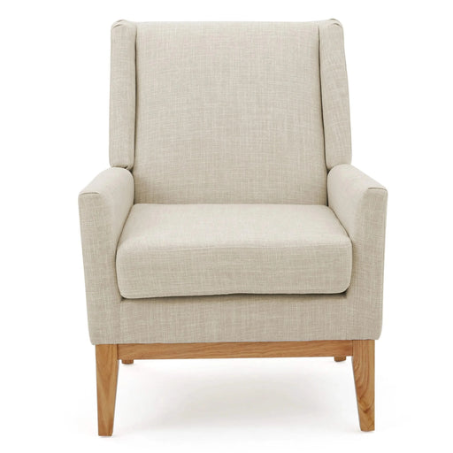 Mid-Century Modern KD Accent Chair with Padded Cushion Seat in Beige Fabric Default -DTYStore