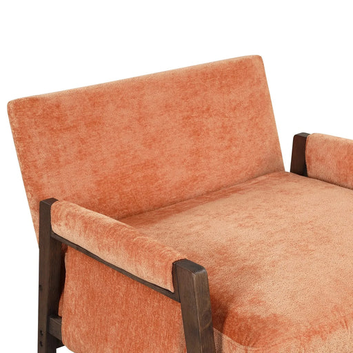 Mid-Century Modern Velvet Accent Chair with Solid Wood, Thick Seat Cushion, Orange Default -DTYStore