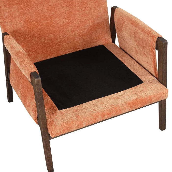 Mid-Century Modern Velvet Accent Chair with Solid Wood, Thick Seat Cushion, Orange Default -DTYStore