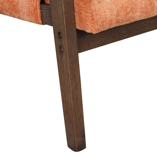Mid-Century Modern Velvet Accent Chair with Solid Wood, Thick Seat Cushion, Orange Default -DTYStore
