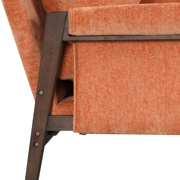 Mid-Century Modern Velvet Accent Chair with Solid Wood, Thick Seat Cushion, Orange Default -DTYStore