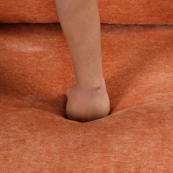 Mid-Century Modern Velvet Accent Chair with Solid Wood, Thick Seat Cushion, Orange Default -DTYStore