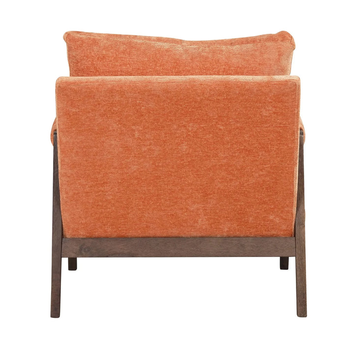 Mid-Century Modern Velvet Accent Chair with Solid Wood, Thick Seat Cushion, Orange Default -DTYStore