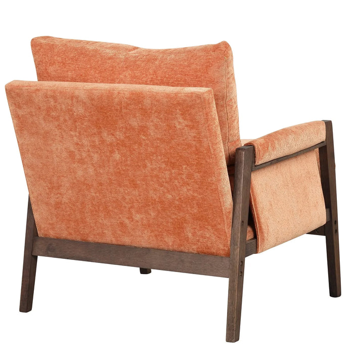 Mid-Century Modern Velvet Accent Chair with Solid Wood, Thick Seat Cushion, Orange Default -DTYStore