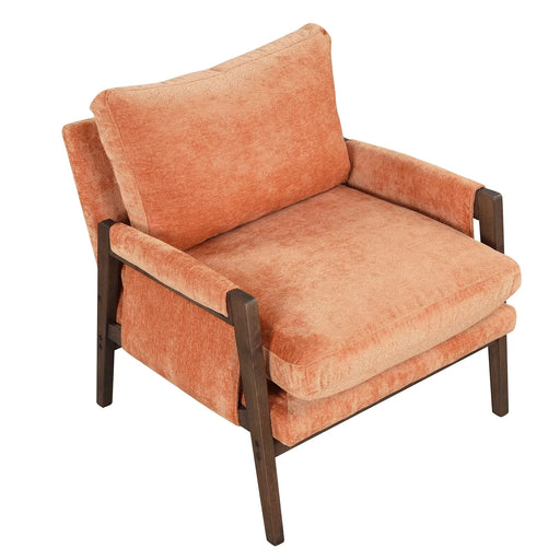 Mid-Century Modern Velvet Accent Chair with Solid Wood, Thick Seat Cushion, Orange Default -DTYStore