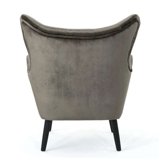 Mid-Century Modern Velvet Arm Chair with Tufted Wingback Design in Grey Default -DTYStore