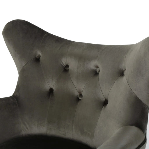 Mid-Century Modern Velvet Arm Chair with Tufted Wingback Design in Grey Default -DTYStore