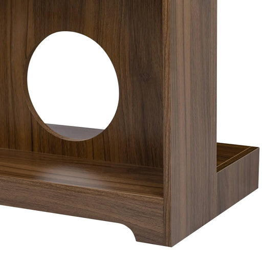 Mid-Century Modern Walnut Vintage Multi-use Cabinet With Cat Scratcher Bed, Side Cabinet with Extendable table Default -DTYStore