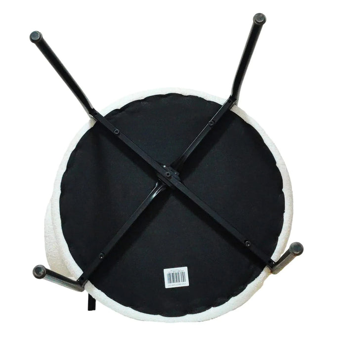 Mid-Century Modern White Dining Chair Set of 2 with Curved Backrest and Black Metal Legs Default -DTYStore