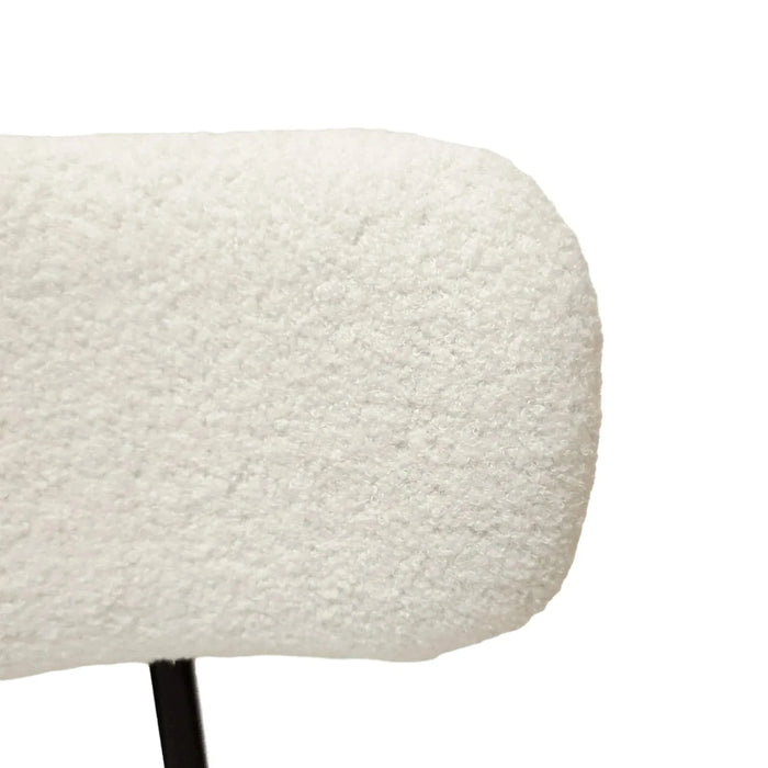 Mid-Century Modern White Dining Chair Set of 2 with Curved Backrest and Black Metal Legs Default -DTYStore