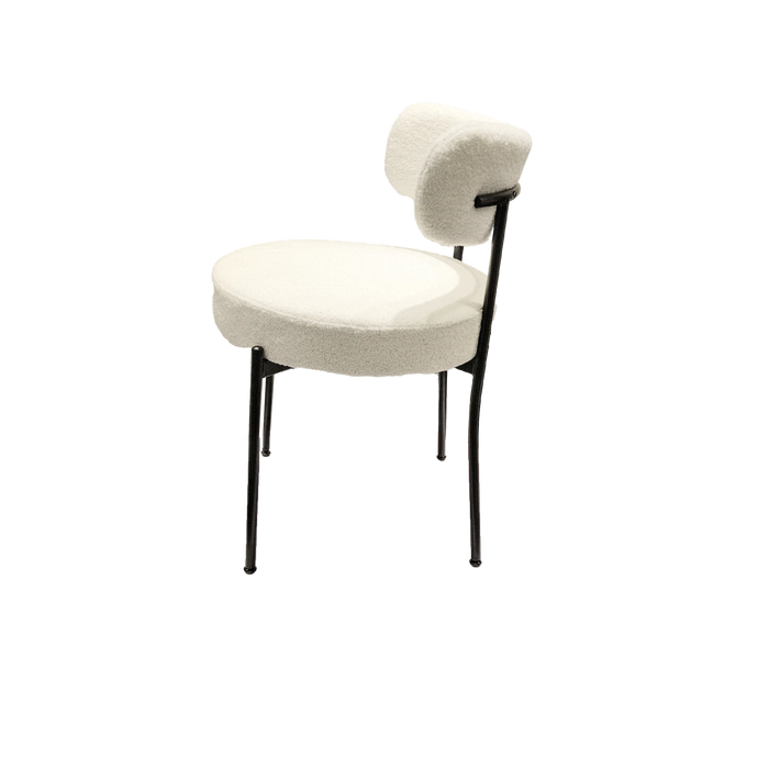 Mid-Century Modern White Dining Chair Set of 2 with Curved Backrest and Black Metal Legs Default -DTYStore