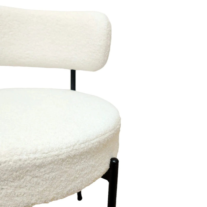 Mid-Century Modern White Dining Chair Set of 2 with Curved Backrest and Black Metal Legs Default -DTYStore