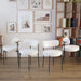Mid-Century Modern White Dining Chair Set of 4 with Curved Backrest and Black Metal Legs Default -DTYStore