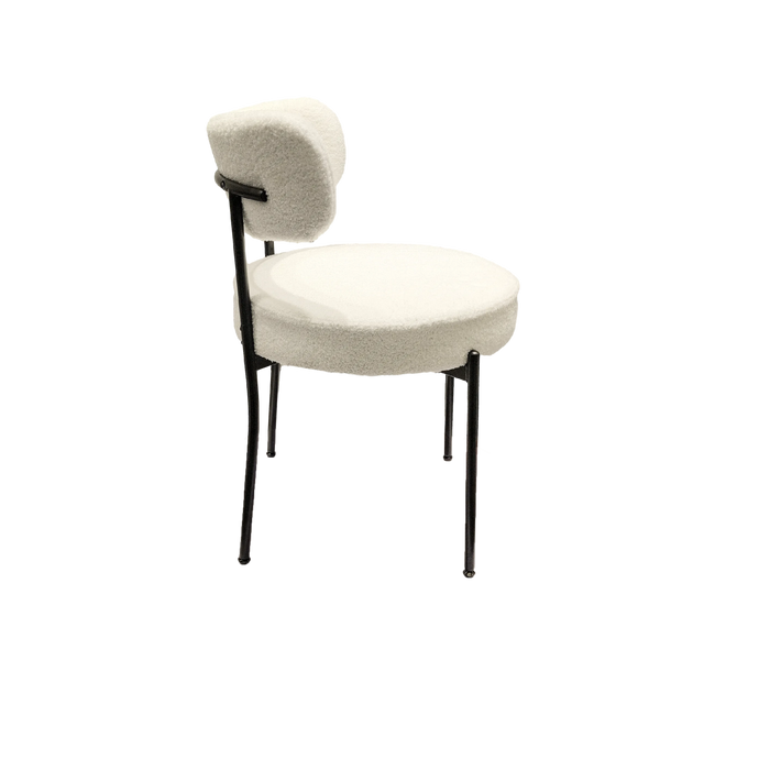 Mid-Century Modern White Dining Chair Set of 4 with Curved Backrest and Black Metal Legs Default -DTYStore