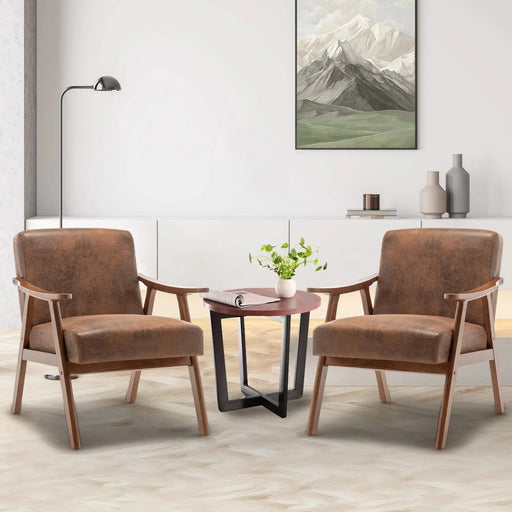 Mid-Century Modern Wingback Accent Chair with Solid Wood Frame and Extra-Thick Backrest – Lounge Chair for Living Room, Bedroom, or Reading Room Default -DTYStore