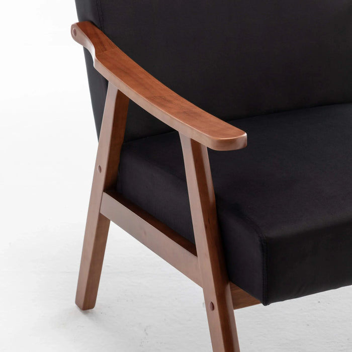 Mid-Century Modern Wingback Accent Chair with Solid Wood Frame and Extra-Thick Backrest – Lounge Chair for Living Room, Bedroom, or Reading Room Default -DTYStore