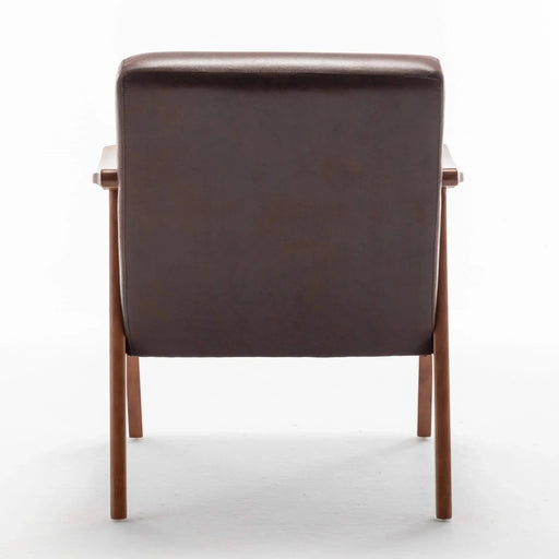 Mid-Century Modern Wingback Accent Chair with Solid Wood Frame and Thick Backrest-DTYStore