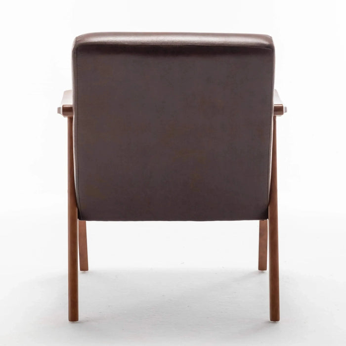 Mid-Century Modern Wingback Accent Chair with Solid Wood Frame and Thick Backrest-DTYStore