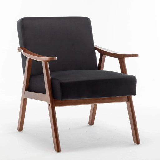 Mid-Century Modern Wingback Accent Chair with Solid Wood Frame and Thick Backrest-DTYStore