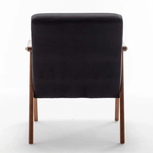 Mid-Century Modern Wingback Accent Chair with Solid Wood Frame and Thick Backrest-DTYStore