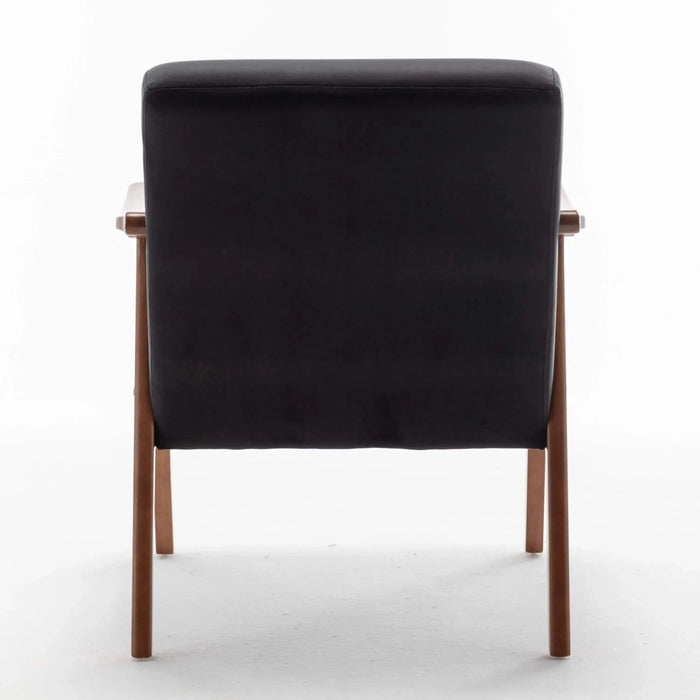 Mid-Century Modern Wingback Accent Chair with Solid Wood Frame and Thick Backrest-DTYStore