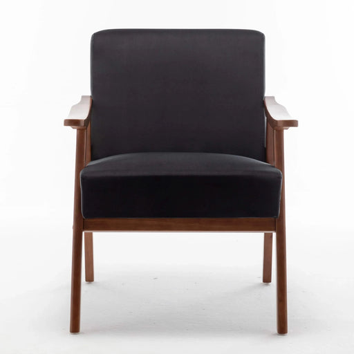 Mid-Century Modern Wingback Accent Chair with Solid Wood Frame and Thick Backrest-DTYStore