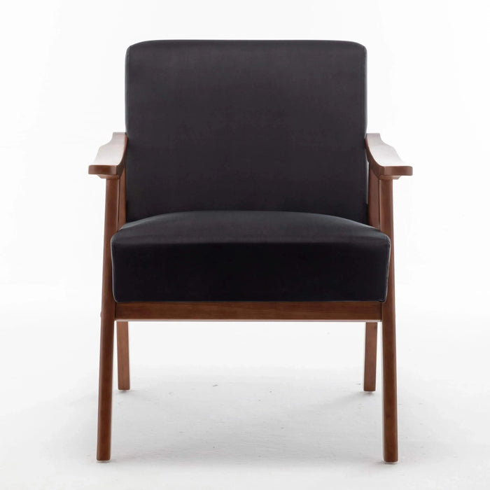 Mid-Century Modern Wingback Accent Chair with Solid Wood Frame and Thick Backrest-DTYStore