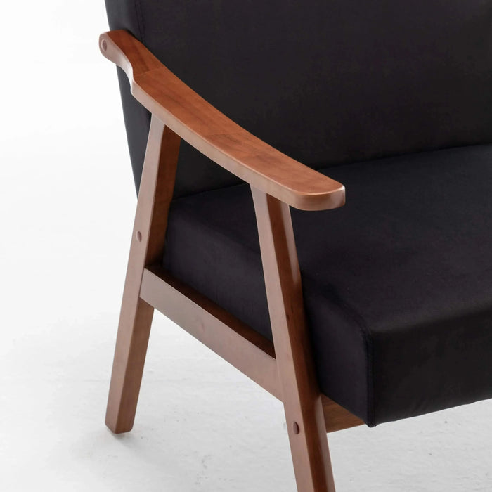 Mid-Century Modern Wingback Accent Chair with Solid Wood Frame and Thick Backrest-DTYStore