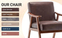 Mid-Century Modern Wingback Accent Chair with Solid Wood Frame and Thick Backrest-DTYStore