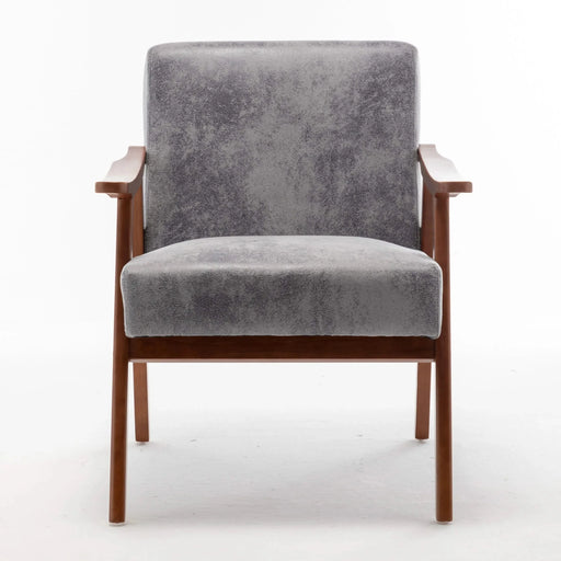 Mid-Century Modern Wingback Accent Chair with Solid Wood Frame and Thick Backrest-DTYStore