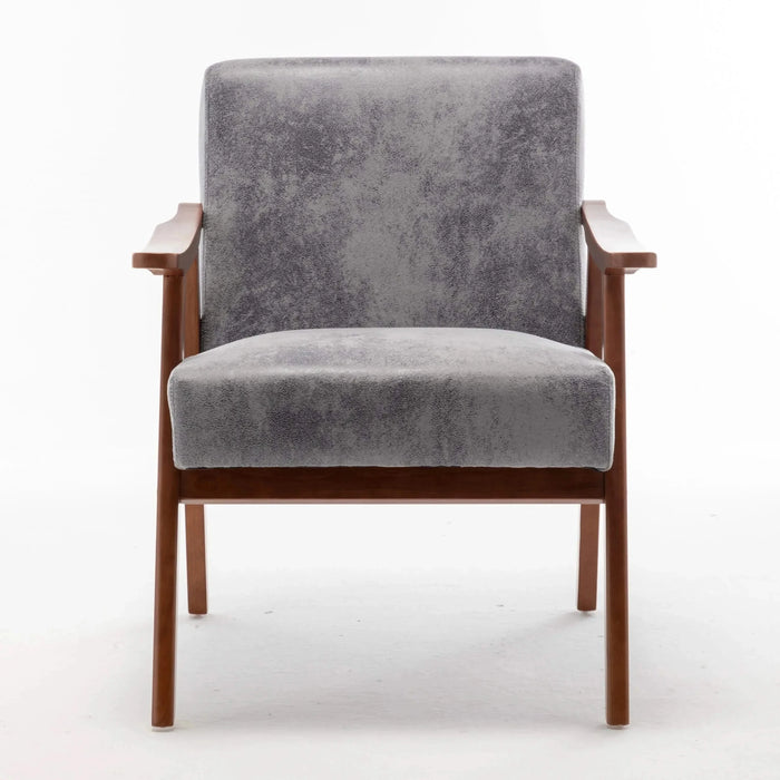 Mid-Century Modern Wingback Accent Chair with Solid Wood Frame and Thick Backrest-DTYStore