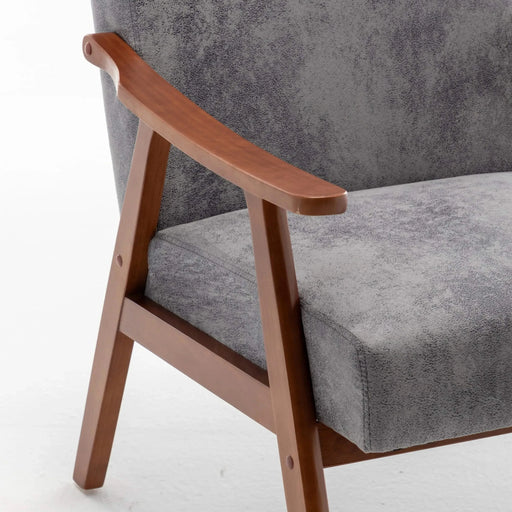 Mid-Century Modern Wingback Accent Chair with Solid Wood Frame and Thick Backrest-DTYStore