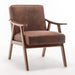 Mid-Century Modern Wingback Accent Chair with Solid Wood Frame and Thick Backrest-DTYStore