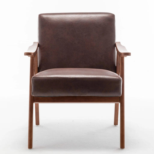 Mid-Century Modern Wingback Accent Chair with Solid Wood Frame and Thick Backrest-DTYStore