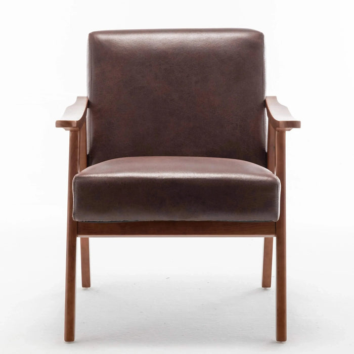Mid-Century Modern Wingback Accent Chair with Solid Wood Frame and Thick Backrest-DTYStore