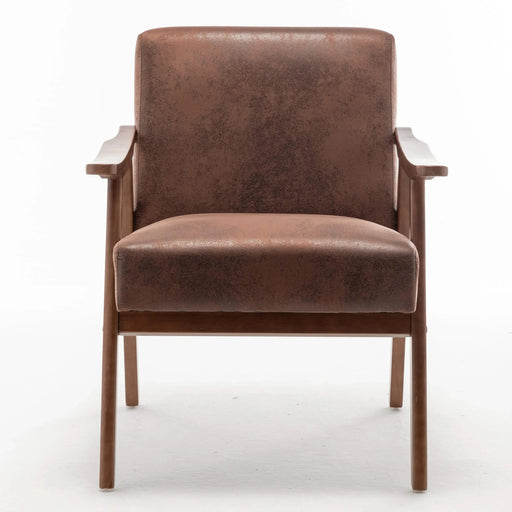 Mid-Century Modern Wingback Accent Chair with Solid Wood Frame and Thick Backrest-DTYStore