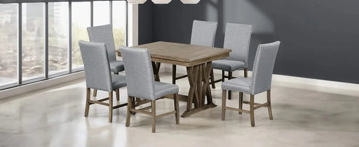 Mid-Century Solid Wood 7-Piece Dining Table Set Extendable Kitchen Table Set with Upholstered Chairs and 12' Leaf for 6, Golden Brown+Gray Cushion(Old SKU: SP000015AAD) Default -DTYStore