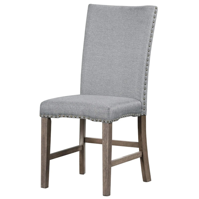 Mid-Century Solid Wood 7-Piece Dining Table Set Extendable Kitchen Table Set with Upholstered Chairs and 12' Leaf for 6, Golden Brown+Gray Cushion(Old SKU: SP000015AAD) Default -DTYStore