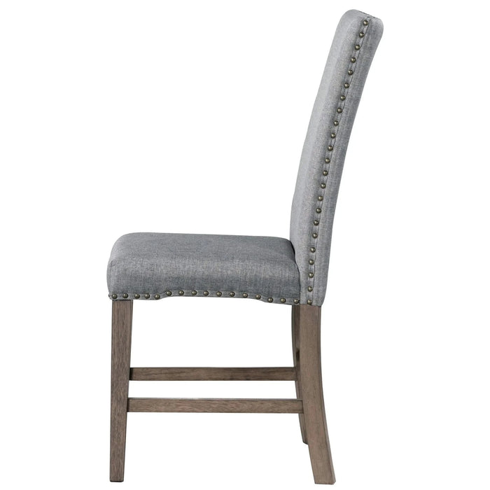 Mid-Century Solid Wood 7-Piece Dining Table Set Extendable Kitchen Table Set with Upholstered Chairs and 12' Leaf for 6, Golden Brown+Gray Cushion(Old SKU: SP000015AAD) Default -DTYStore