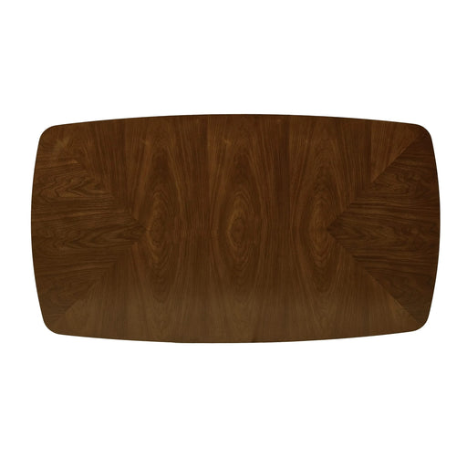 Mid-Century Style Wood Dining Table with Rounded Corners in Walnut Finish, Rubberwood Legs, 59.06 Inches Default -DTYStore