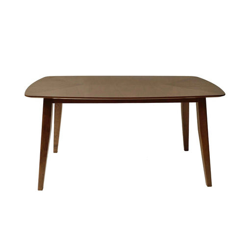 Mid-Century Style Wood Dining Table with Rounded Corners in Walnut Finish, Rubberwood Legs, 59.06 Inches Default -DTYStore