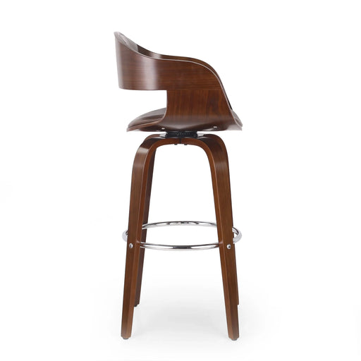 Mid-Century Swivel Bar Stool – Walnut Frame, Chrome Footrest, Dark Brown – Modern Vintage Design, Suitable for Home and Commercial Use, 19.5'(L) x 18.5'(W) x 41.75'(H), Default -DTYStore
